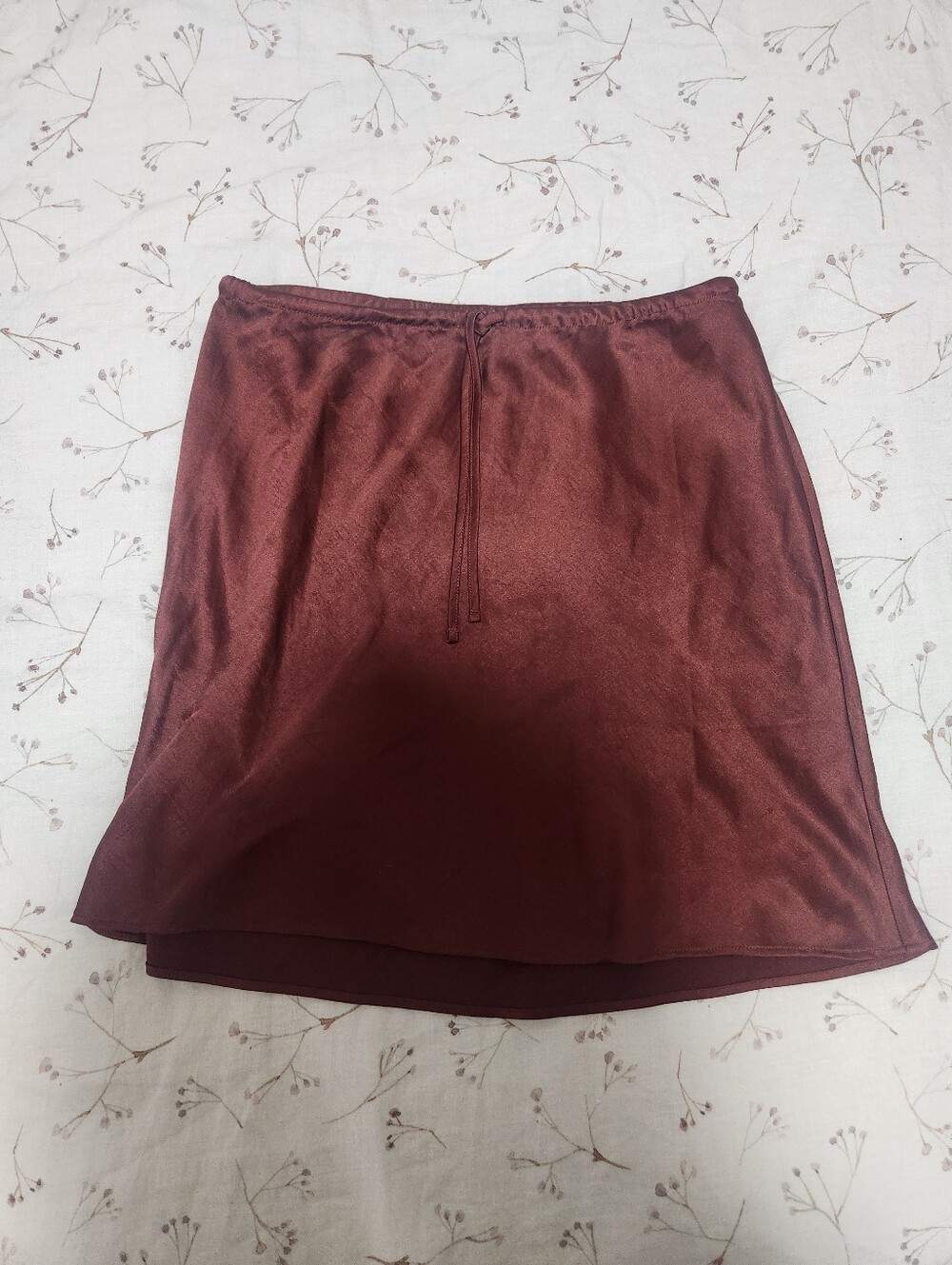 madewell burgundy drawstring tie waist slip skirt 6